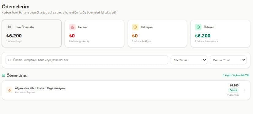 Dernek üye yönetim paneli detay ekranı