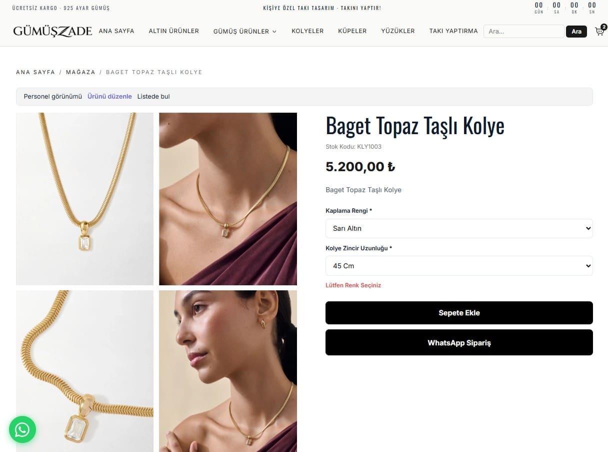 E-ticaret yazılımı ürün yönetim ekranı